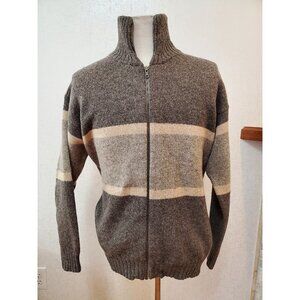 VTG WOOL & CO  GREY 100% Wool FULL ZIP  SWEATER  MADE IN ITALY  SIZE XL #128